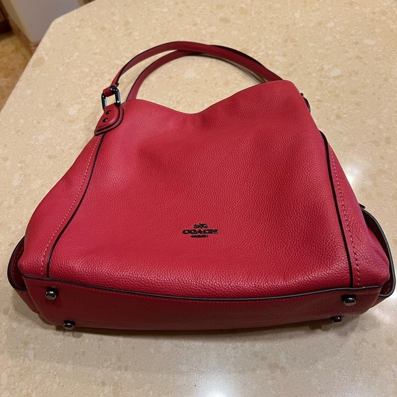 Coach Edie Bag in Pebbled Red Leather - Picture 1 of 6